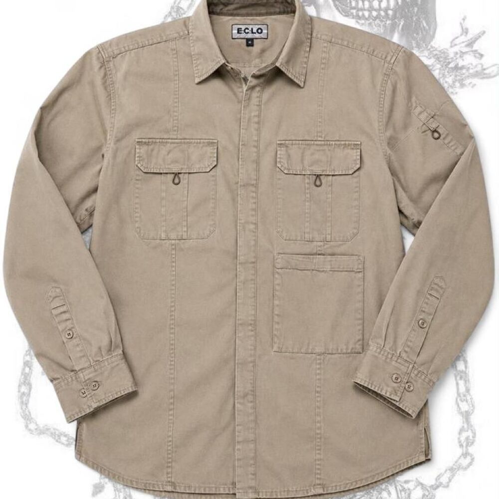 Unbranded Men's Tan and Cream Shirt